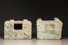 Two green-glazed pottery money boxes