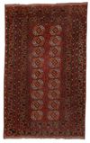 AN ANTIQUE TURKMEN BESHIR RUG WITH MONUMENTAL MEDALLIONS