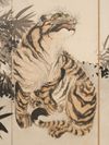 A PAIR OF LARGE SIX-PANEL JAPANESE SCREENS, DRAGON & TIGER, 1919
