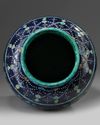 A CHINESE BLUE-GROUND FAHUA WINE JAR, CHINA, MING DYNASTY (1368-1644) OR LATER
