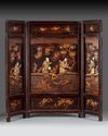 A JAPANESE WOODEN FOLDING SCREEN, MEIJI PERIODE (1868-1926)