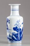 A blue and white rouleau vase