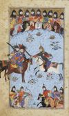TWO SCENES OF SHAHNAMA MINIATURE ON PAPER, PERSIA 17TH CENTURY