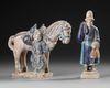 A CHINESE FAHUA GLAZED HORSE WITH GROOM AND A CHINESE OFFICIAL, MING DYNASTY (1368-1644)