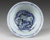 A CHINESE BLUE AND WHITE GLAZED STEM-BOWL