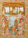 PADSHAHNAMA OF EMPEROR JAHANGIR PRESENTING PRINCE KHURRAM  A FAMILY JEWEL, MUGHAL, 19TH CENTURY