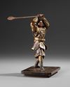 A BRONZE JAPANESE STATUE OF A SAMURAI,  MEIJI PERIOD (1868-1912)