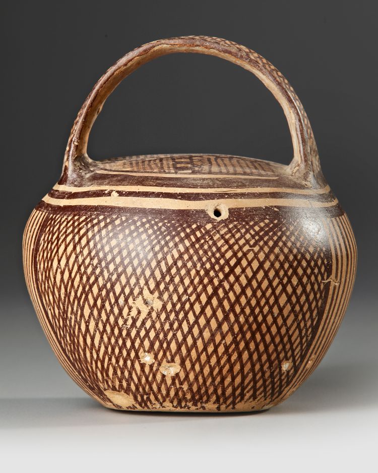 A CHINESE PAINTED POTTERY JAR, NEOLITHIC PERIOD, BANSHAN CULTURE, GANSU PROVINCE, 3RD MILLENNIUM BC OR LATER