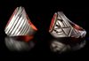 TWO AGATE SEAL SILVER RINGS