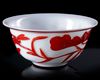 A CHINESE CARVED OVERLAY GLASS FLOWERS BOWL, QING DYNASTY (1644-1911)