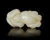 A MYTHICAL ANIMAL WHITE JADE, CINA, QING DYNASTY (1644–1912)