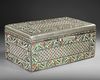 A LARGE ENAMEL AND METAL-DECORATED WOODEN WRITING BOX INDIA, JAIPUR, 19TH-20TH CENTURY