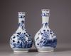 A pair of Chinese blue and white ‘peony’ bottle vase