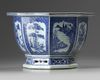 A Chinese blue and white octagonal jardinière