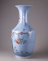 A large Chinese blue-ground famille rose vase