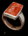 AN AGATE SEAL SILVER RING