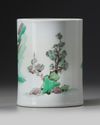 A Chinese famille verte brush pot, bitong