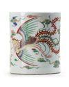 A CHINESE FAMILLE VERTE BRUSHPOT, LATE QING DYNASTY (1644-1912)