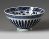 A Chinese Ming-style blue and white conical bowl, lianzi wan
