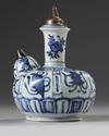 A Chinese blue and white silver-mounted kendi