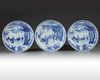 A set of three Chinese blue and white 'Romance of the Western Chamber' dishes