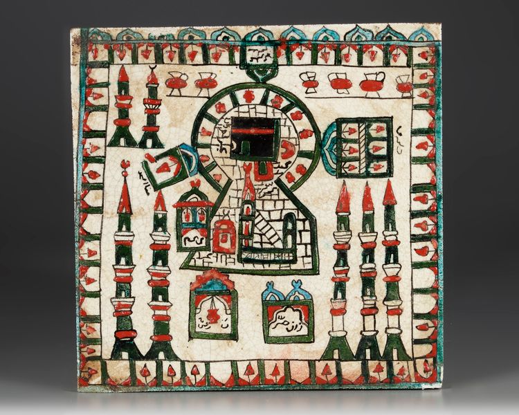 AN IZNIK-STYLE POTTERY TILE,  20TH CENTURY