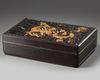 A Chinese carved and gilt zitan box and cover