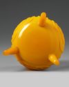 A CHINESE OPAQUE YELLOW GLASS TRIPOD CENSER 