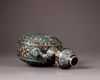 A Chinese cloisonne enamel turquoise-ground 'Eight Buddhist Emblems' moonflask