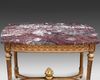 A FRENCH GILDED CENTER TABLE WITH MARBLE TOP, LOUIS XVI STYLE, LATE 19TH CENTURY