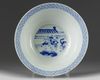 A Chinese blue and white 'Romance of the Western Chamber' 'klapmuts' bowl