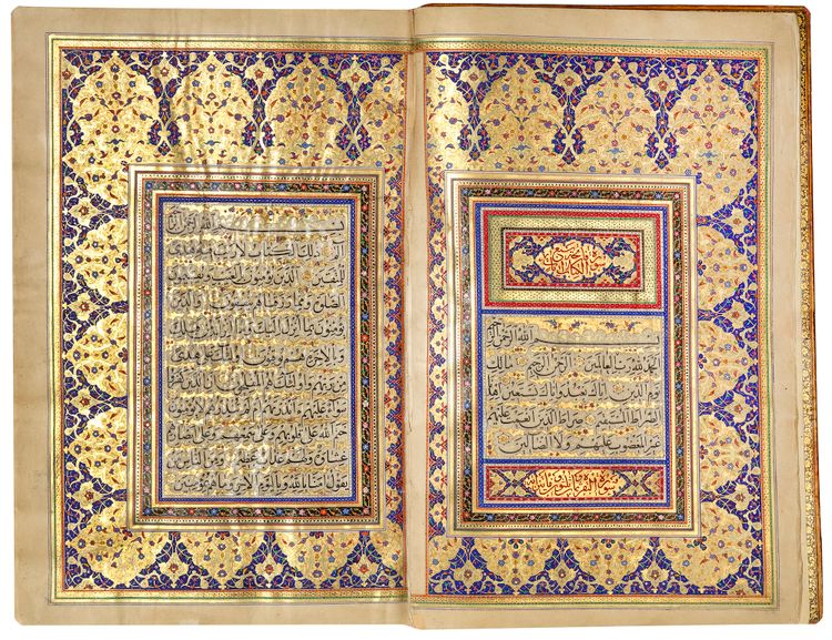 AN ILLUMINATED QURAN IN A RICHLY PAINTED FLORAL LACQUER BINDING, RAJAB 1285 AH - RAMADAN 1287 AH/NOVEMBER 1868 - DECEMBER 1870 AD