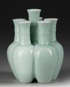 A CHINESE CELADON-GLAZED CONJOINED VASE, QING DYNASTY (1644-1912)