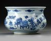 A CHINESE BLUE AND WHITE HUNDRED ANTIQUES CENSER, KANGXI  PERIOD (1662-1722)