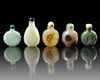 FIVE CHINESE HARDSTONE SNUFF BOTTLES