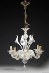 A SIX ARMED MURANO OPALINE CHANDELIER,19TH CENTURY