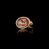 A ROMAN GARNET INTAGLIO SHOWING A SHIP SET IN A MODERN RING, 1ST CENTURY AD, RING 20TH CENTURY