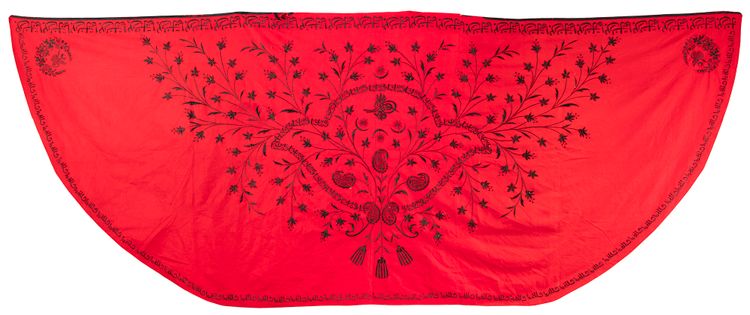 AN OTTOMAN RED-GROUND EMBROIDERY