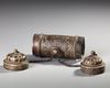 A SILVER AND COPPER INLAID SCROLL HOLDER, PERSIA, 19TH CENTURY