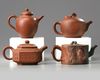 Four Chinese Yixing teapots
