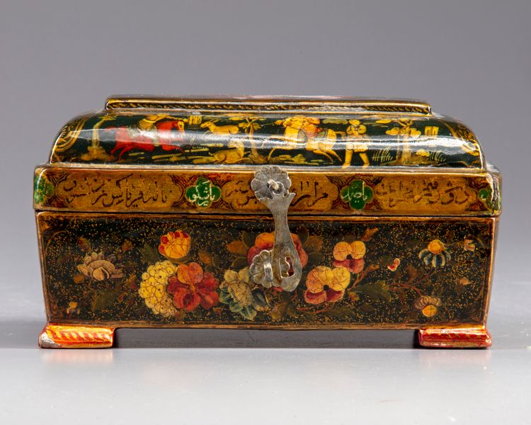 A Persian Qajar papier-mache casket