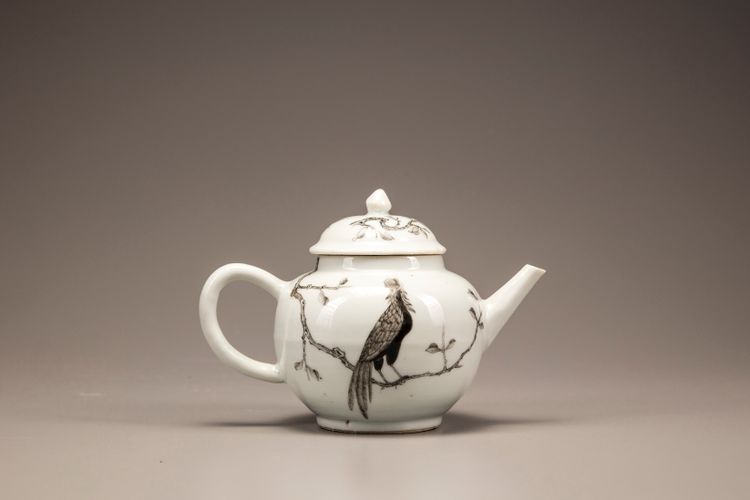 An en grisaille 'pheasant' teapot
