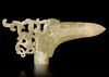 A LIGHT GREEN JADE GE (HALBERD), CHINA, HAN DYNASTY (206 BC-220 AD)