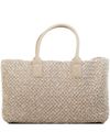 Bottega Veneta Alabastre Woven Intrecciato Wool Leather Cabat Tote