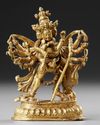 A SINO-TIBETAN GILT BRONZE FIGURE OF KAPALADHARA HEVAJRA, LATE 18TH CENTURY
