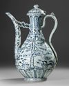 A CHINESE BLUE AND WHITE 'THREE FRIENDS OF WINTER' EWER, QING DYNASTY (1644-1911)