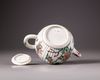 A Chinese famille verte moulded teapot and cover