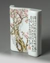 A Chinese famille rose 'prunus' brush rest
