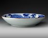 A CHINESE BLUE AND WHITE QILIN DISH