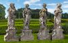 A SET OF FOUR SCULPTED LIMESTONE MODELS OF MAIDENS REPRESENTING THE FOUR SEASONS, LATE 19TH CENTURY